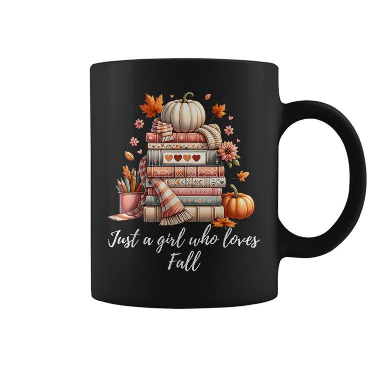 Just a Girl Who Loves Fall Books And Pumpkins Graphic Print Coffee Mug