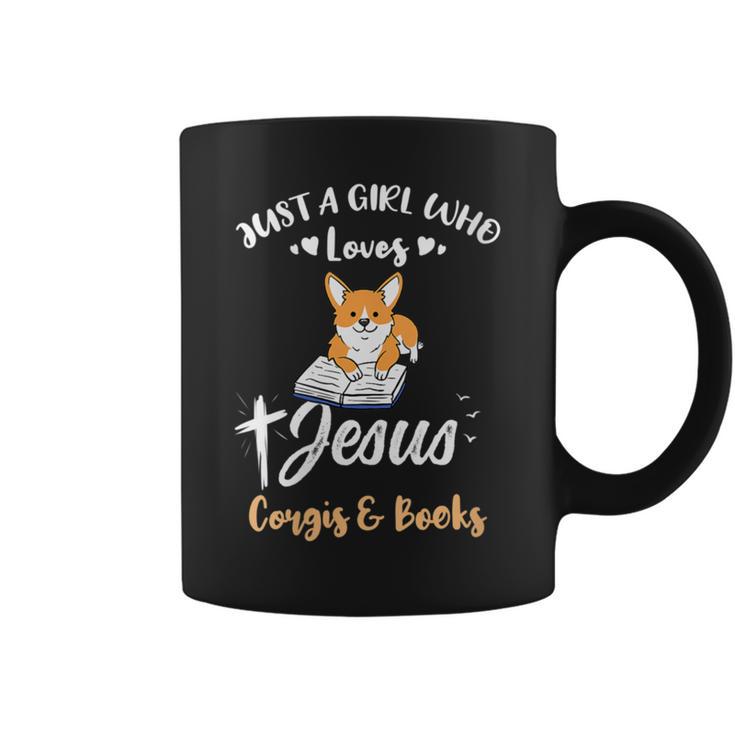 Just A Girl Who Loves Jesus And Corgis And Books Graphic Print Coffee Mug