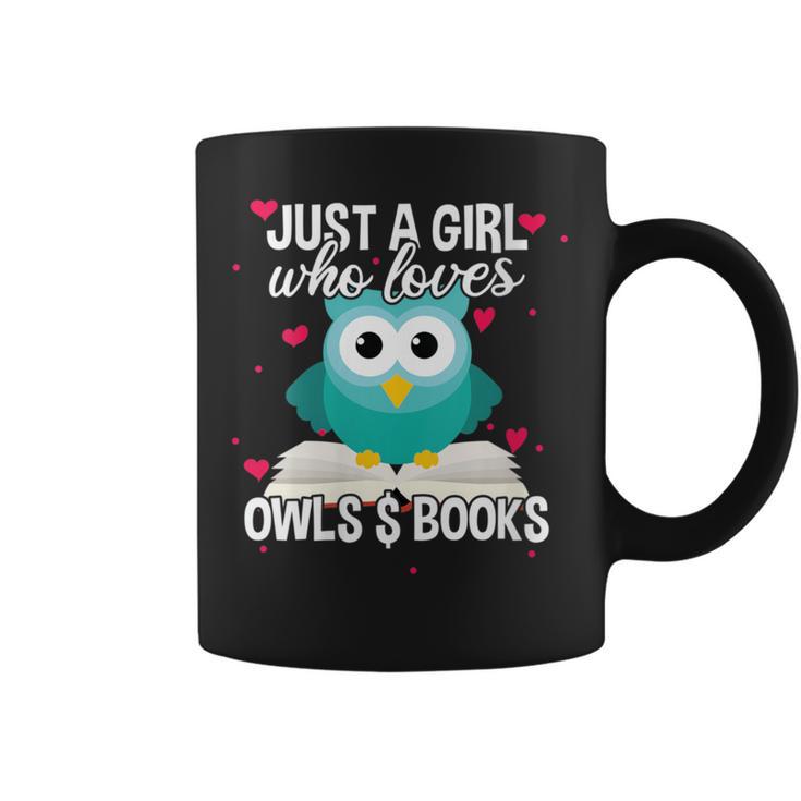 Just A Girl Who Loves Owls And Books Cute Bookworm Graphic Print Coffee Mug