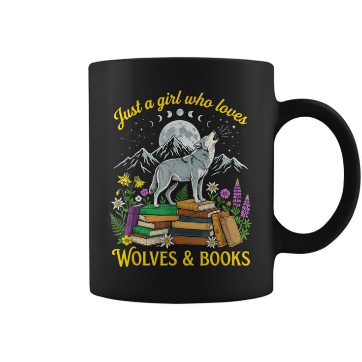 Just A Girl Who Loves Wolves And Books Howling Wolf Moon Graphic Print Coffee Mug