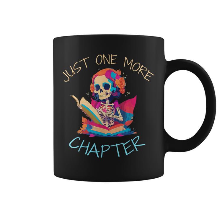 Just One More Chapter Skeleton Reading Book Nerd Quote Graphic Print Coffee Mug