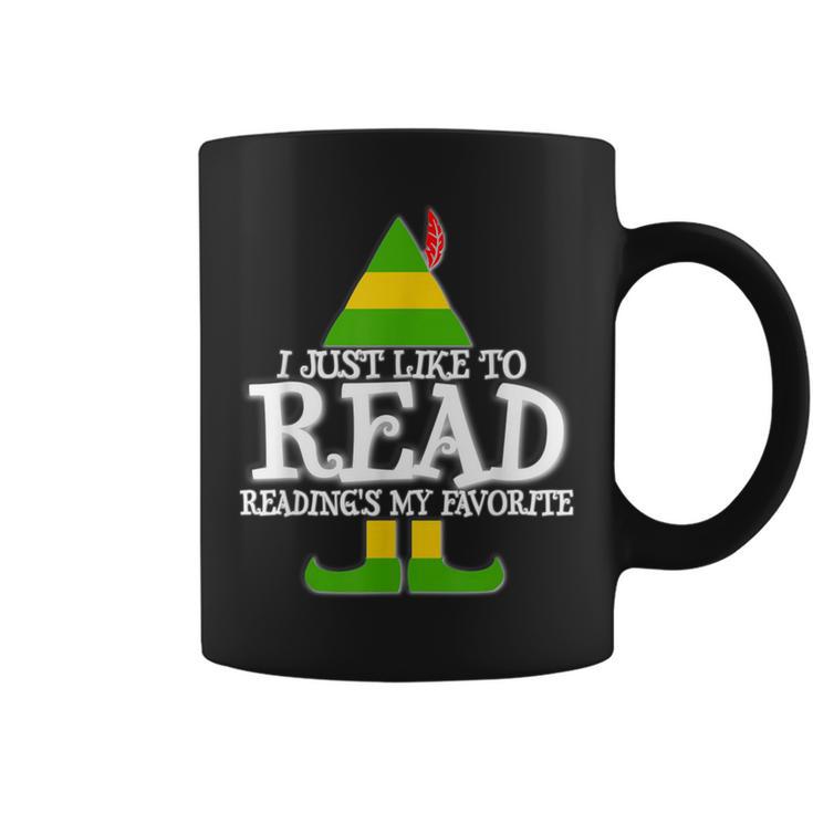 I Just Like To Read READING ELF Book Love Christmas Holiday Graphic Print Coffee Mug