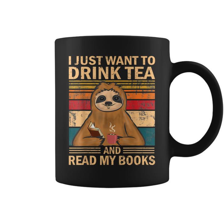 I Just Want To Drink Tea And Read My Books Sloth Graphic Print Coffee Mug
