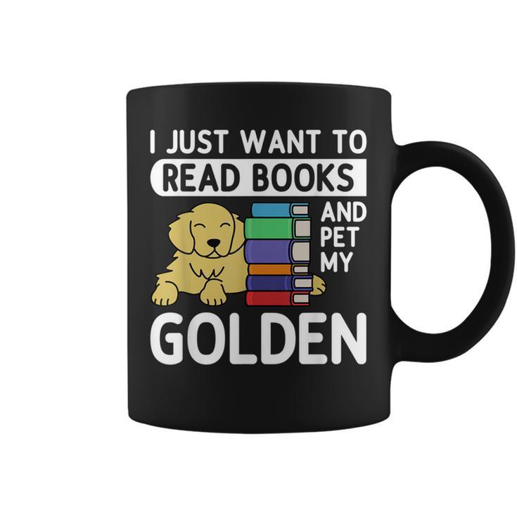 I Just Want To Read Books Golden Retriever Dog Men Women Kids Graphic Print Coffee Mug