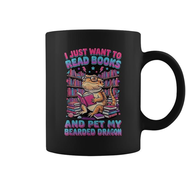 I Just Want To Read Books And Pet My Bearded Dragon Reptile Graphic Print Coffee Mug