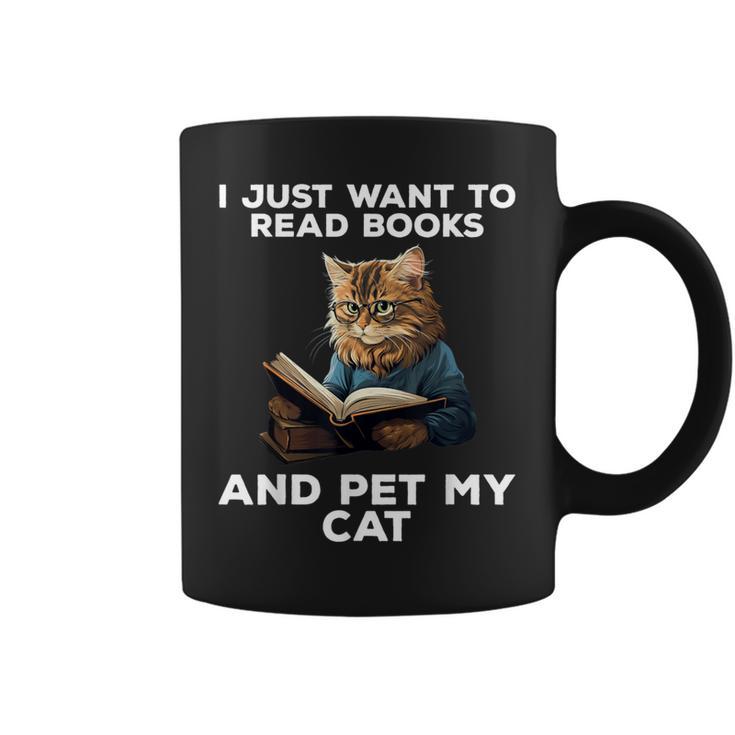 I Just Want To Read Books And Pet My Cat Graphic Print Coffee Mug