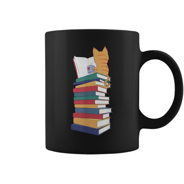 Kawaii Cat Books Tea Coffee Graphic Print Coffee Mug