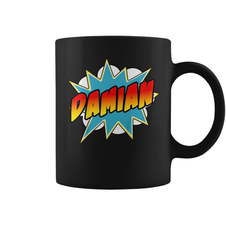 Kids Boys Damian Name Comic Book Superhero Graphic Print Coffee Mug