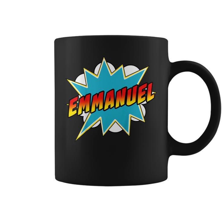 Kids Boys Emmanuel Comic Book Superhero Name Graphic Print Coffee Mug