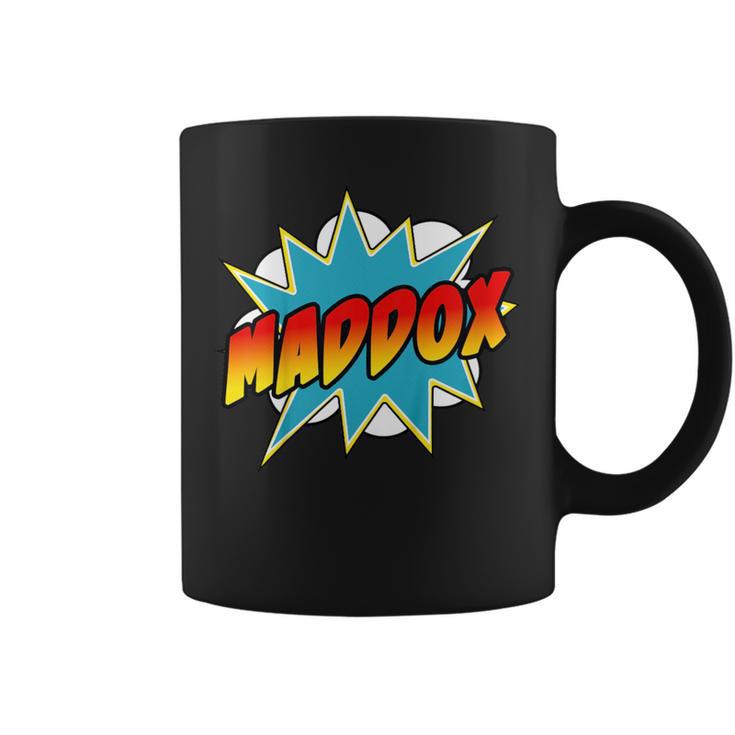 Kids Boys Maddox Name Comic Book Superhero Graphic Print Coffee Mug