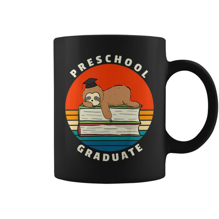 Kids Preschool Graduate Sloth Graduation Cap Sleeping On Books Graphic Print Coffee Mug