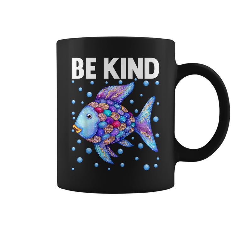 Be Kind Rainbow Scale Fish Teacher Reading Book Toddler Graphic Print Coffee Mug