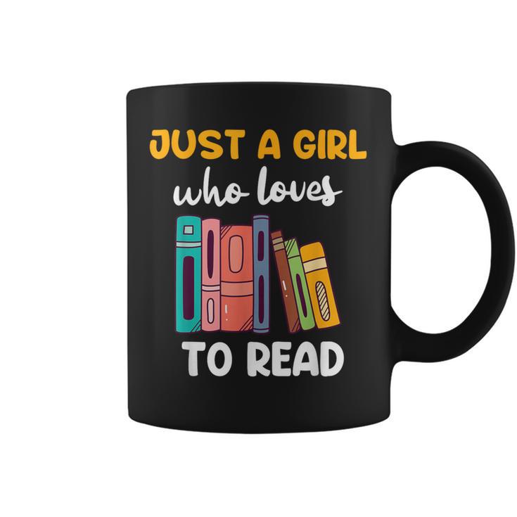 Ladies Books Just a Girl Who Loves To Read Girl Graphic Print Coffee Mug