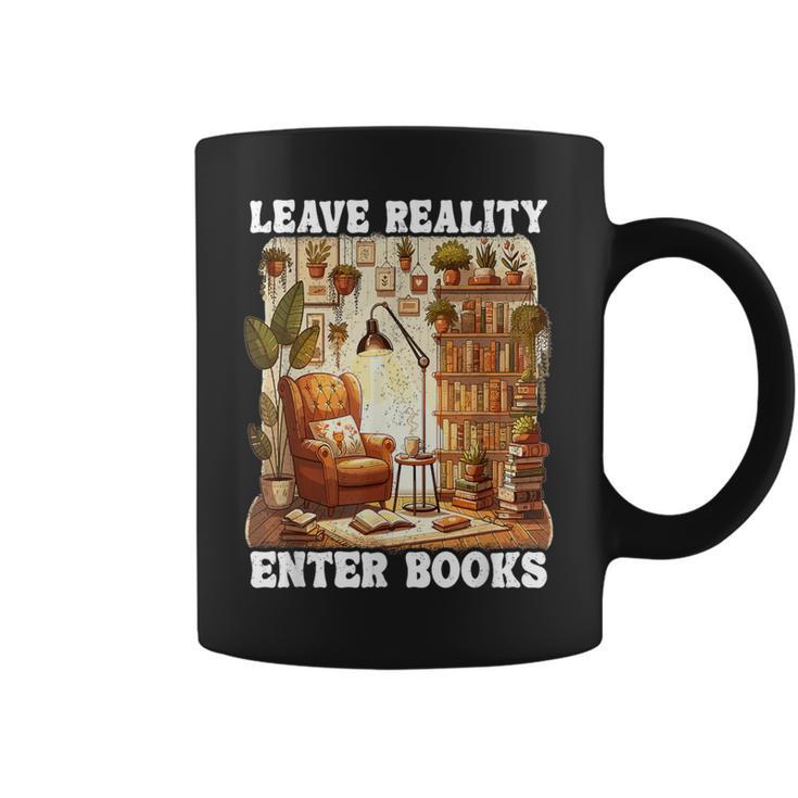 Leave Reality Enter Books Bookworm Reading Book Graphic Print Coffee Mug
