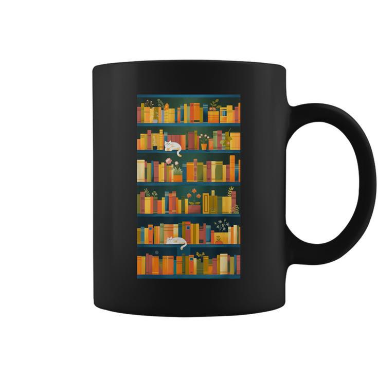 Library Book Lover Reading Reader Bookshelf Plants Graphic Print Coffee Mug