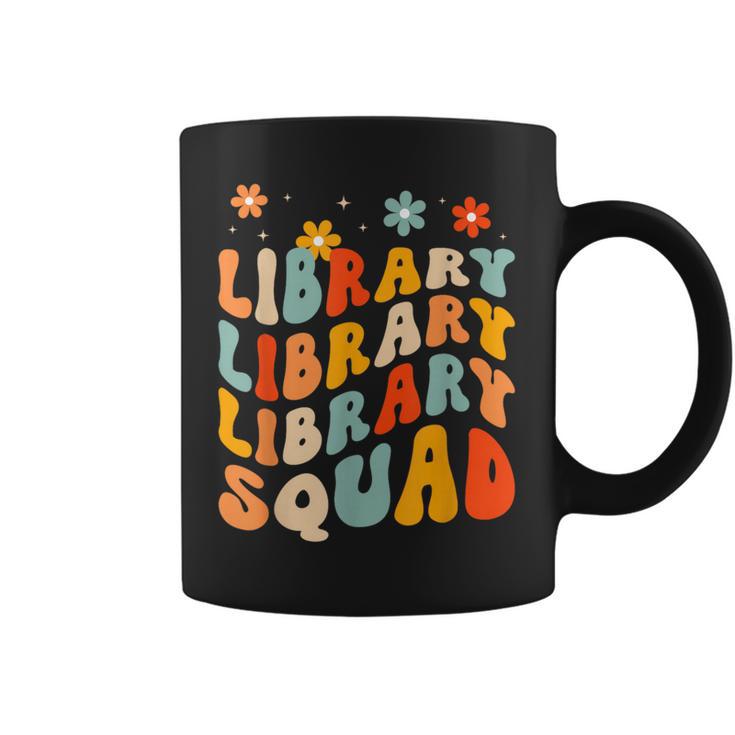 Library Squad Team Librarian Teacher Book Lover Retro Groovy Graphic Print Coffee Mug