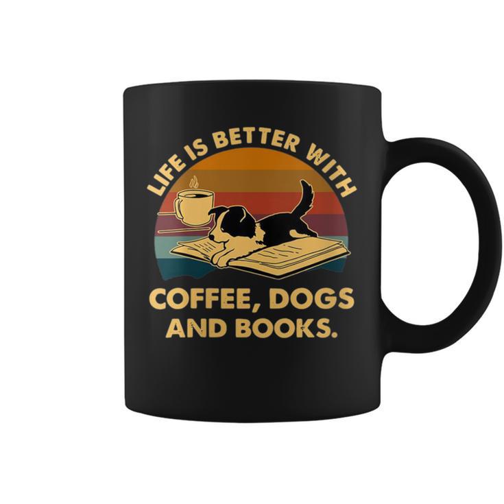 Life Is Better With Coffee Dogs And Books Graphic Print Coffee Mug