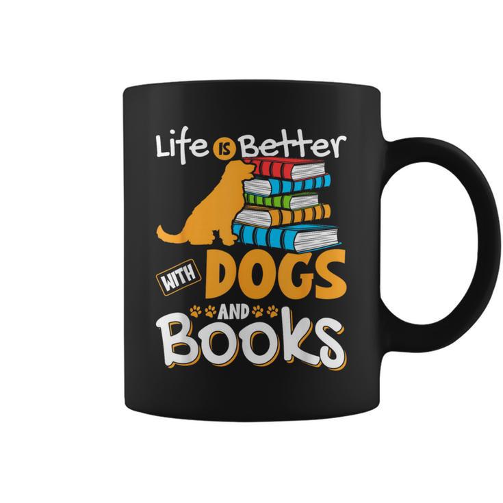 Life Is Better With Dogs And Books Bookworm Reader Reading Graphic Print Coffee Mug