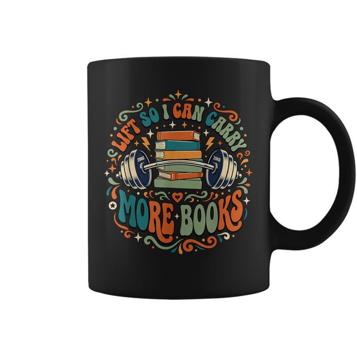 Lift So I Can Carry More Books Bookworm Retro Graphic Print Coffee Mug