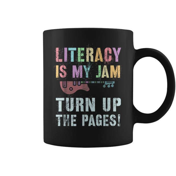 LITERACY IS MY JAM Turn Up Read Book Sound Volume Graphic Print Coffee Mug