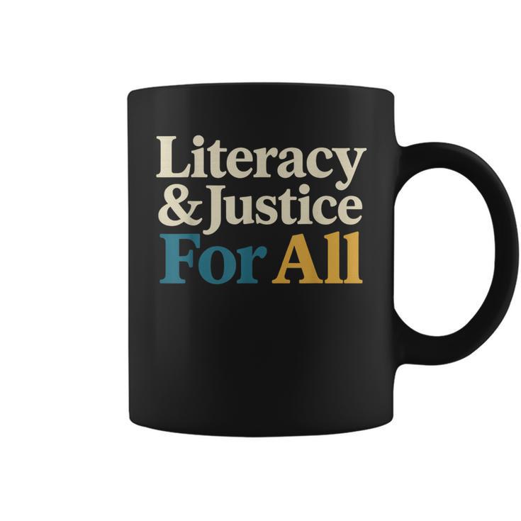 Literacy Justice For All Stop Book Banning Protect Librarian Graphic Print Coffee Mug
