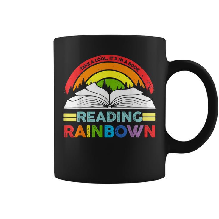 Take A Look It's In A Book Reading Retro Rainbow Vintage Graphic Print Coffee Mug