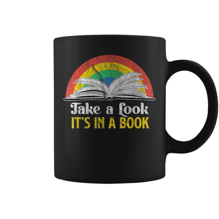 Take A Look It's A Book Retro Rainbow Graphic Print Coffee Mug