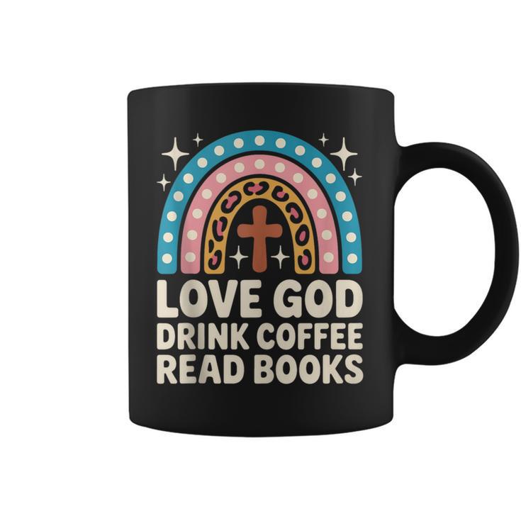 Love God Drink Coffee Read Books Graphic Print Coffee Mug