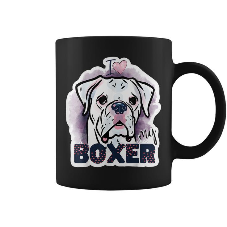 I Love My Boxer Dog Mom Dad Kawaii Dog Doodles ボクサー 犬 コーヒーマグ