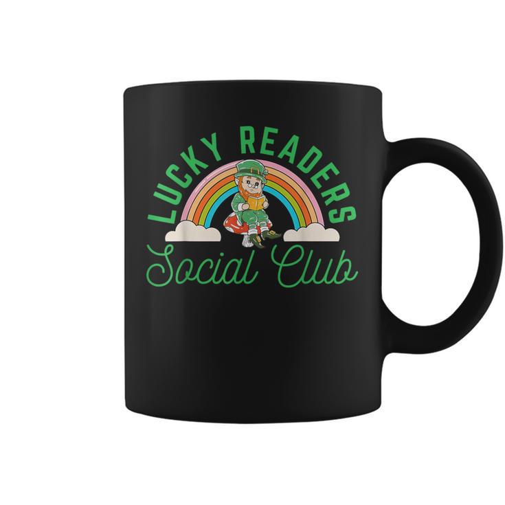 Lucky Readers Social Club Leprechaun St Patricks Book Lover Graphic Print Coffee Mug