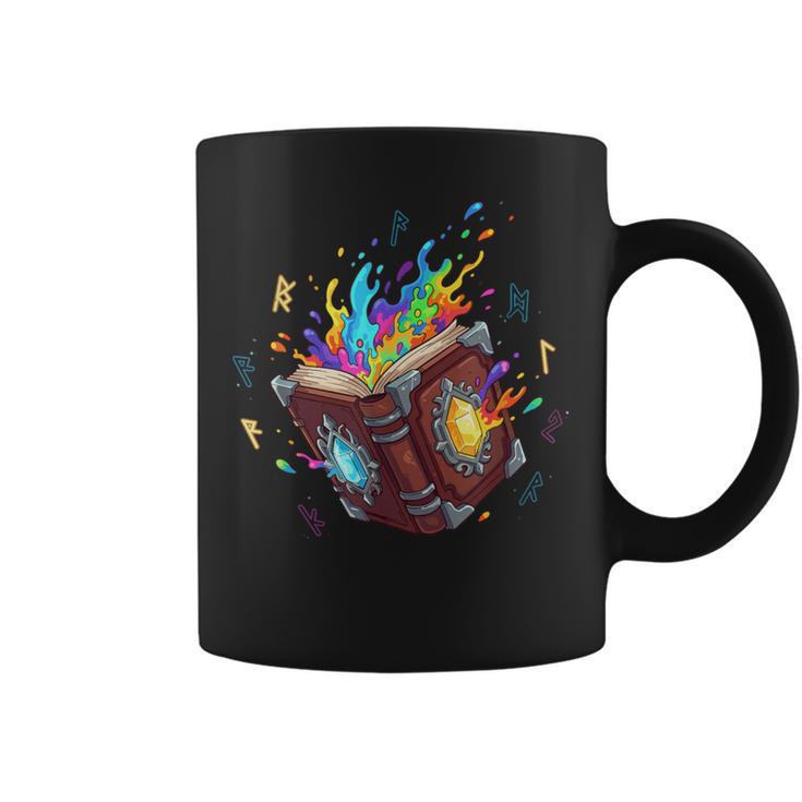 Magic Spell Book Open Rainbow Runes Fantasy Arcane Graphic Print Coffee Mug