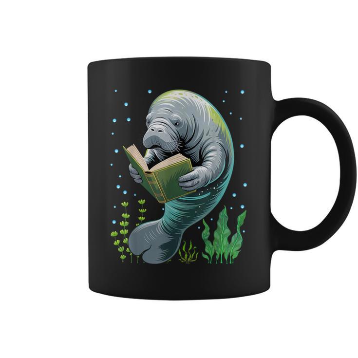Manatee Reading Book Matching Bookworm Librarian Books Lover Graphic Print Coffee Mug