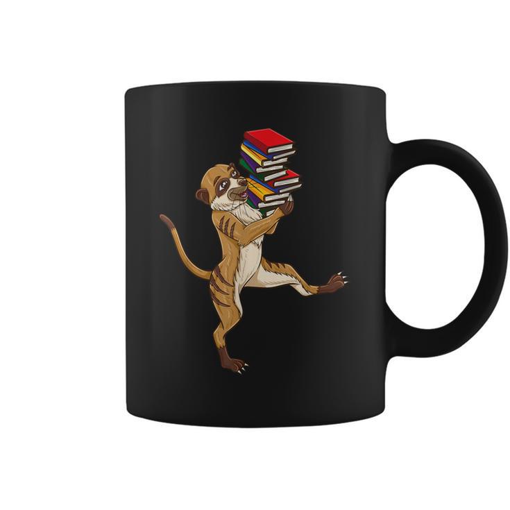 Meerkat Reading Books Graphic Print Coffee Mug