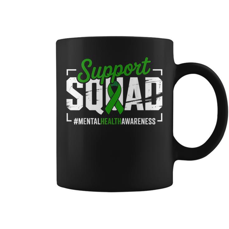 Mental Health Awareness Green Ribbon Support Squad Coffee Mug