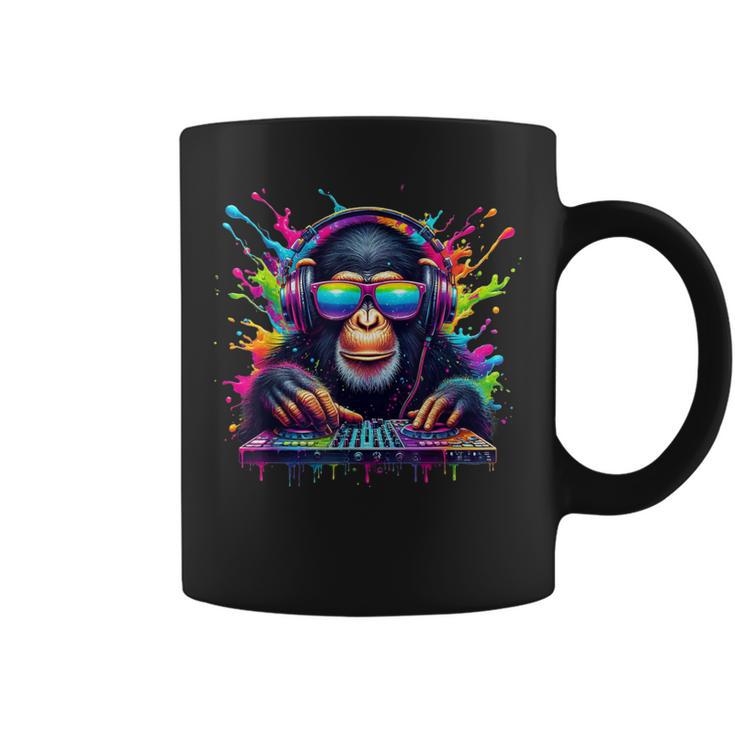 Mono Dj Neón Fiesta Rave Edm Festival Mono Taza de café
