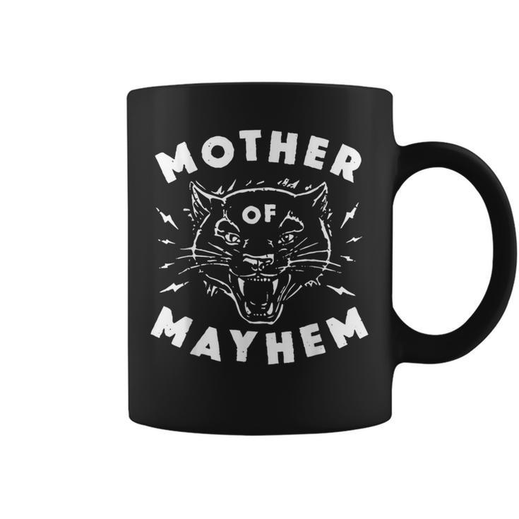 Mother Of Mayhem Vintage Angry Cat Mom Coffee Mug