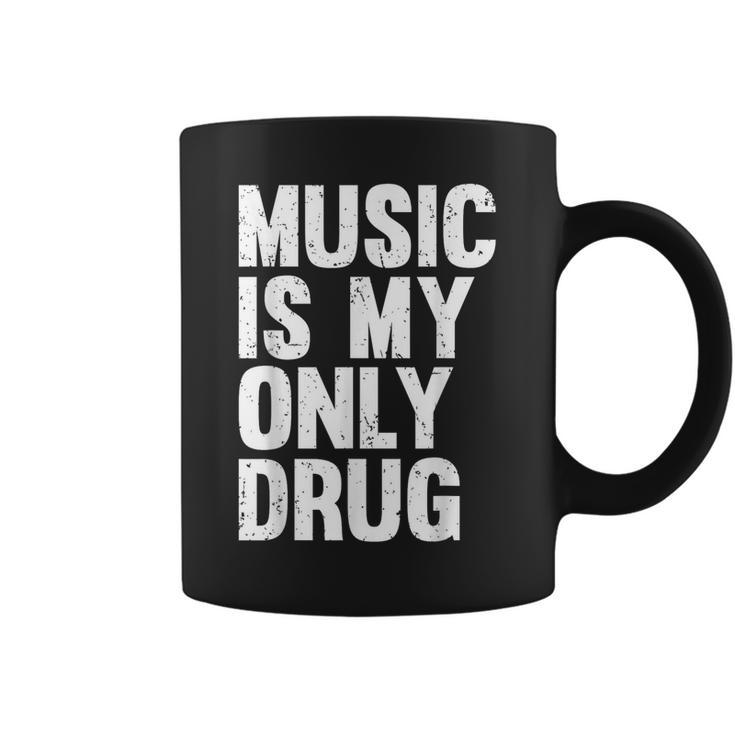 Music Is My Only Drug グラフィックプリント コーヒーマグ