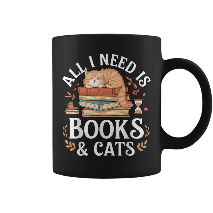 All I Need Is Books And Cats Reading Graphic Print Coffee Mug