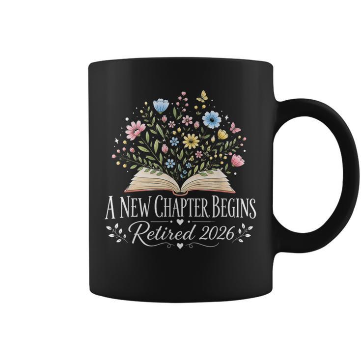 A New Chapter Begins Retired 2026 Floral Book Retirement Graphic Print Coffee Mug