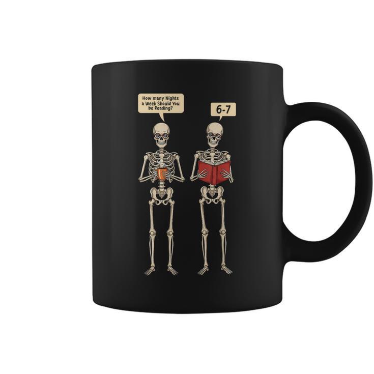 How Many Nights Reading Skeleton Book Lover Reader Graphic Print Coffee Mug