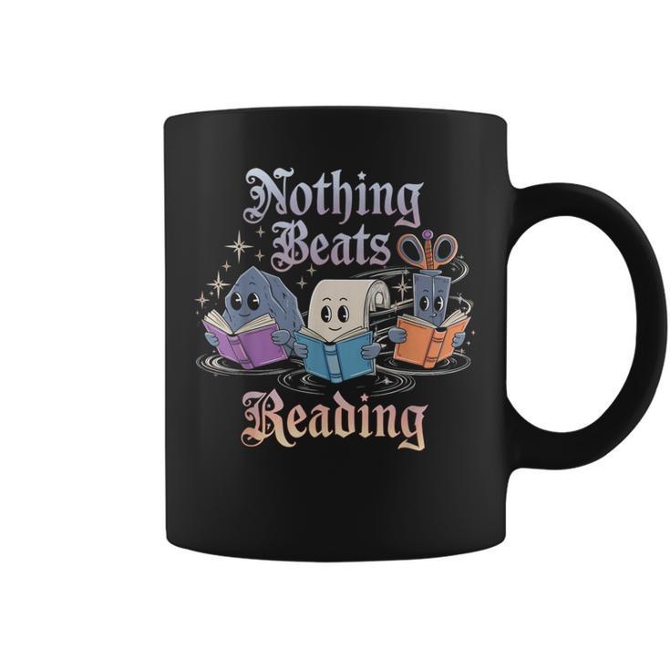 Nothing Beats Reading Book Librarian Rock Paper Scissors Graphic Print Coffee Mug