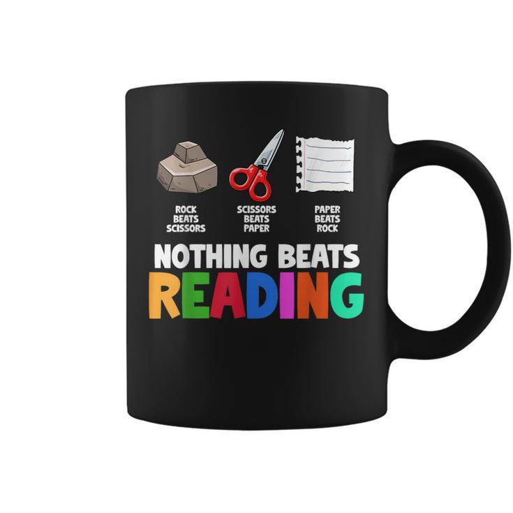 Nothing Beats Reading Rock Paper Scissors For Book Lover Graphic Print Coffee Mug