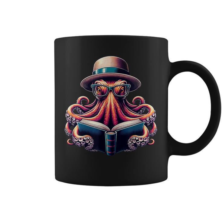 Octopus Reading Book Kraken Bookworm Graphic Print Coffee Mug
