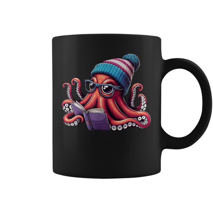 Octopus Reading Book Kraken Book Lover Graphic Print Coffee Mug