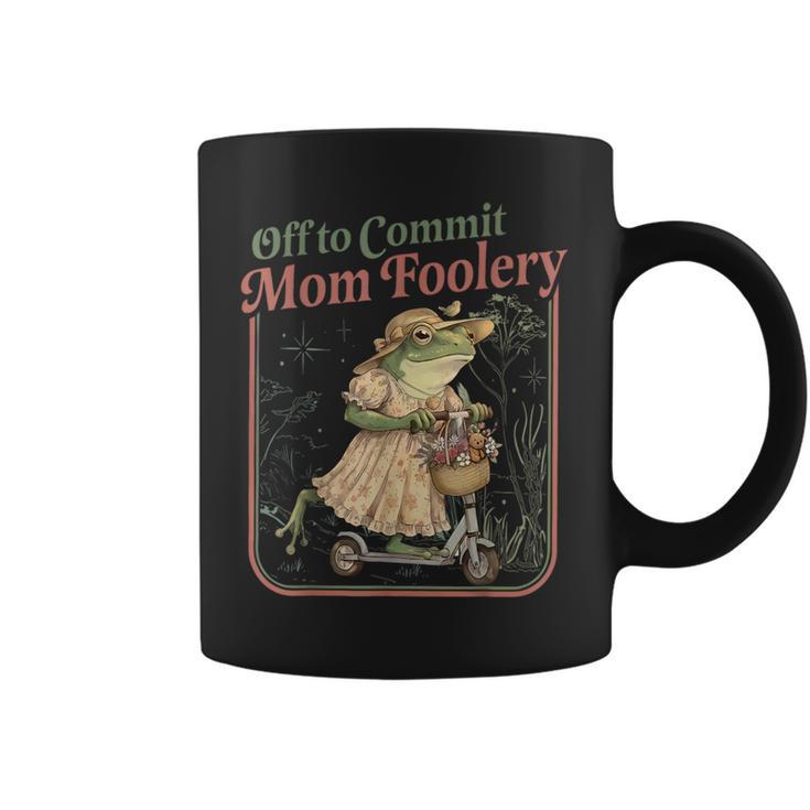 Off To Commit Mom Foolery Mama Frog Scooter Mother's Day Coffee Mug