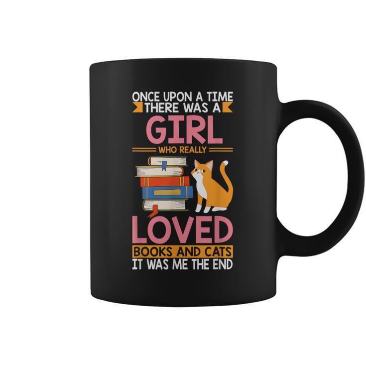 Once Upon a Time Girl Who Really Loved Books & Cat Reading Graphic Print Coffee Mug