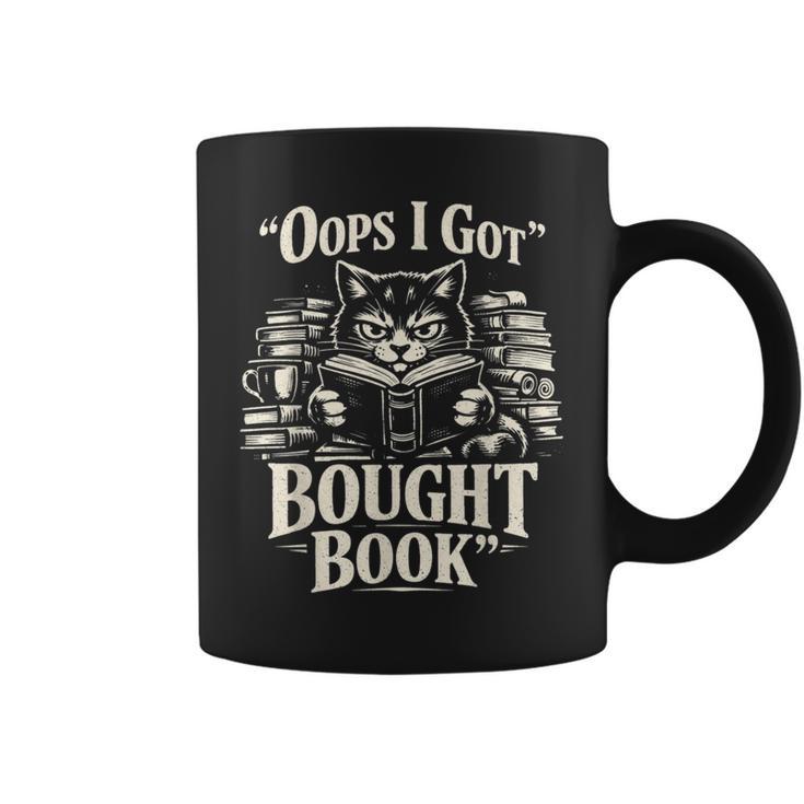 Oops I Got Bought Book Reading Cat Bibliophile Reader Graphic Print Coffee Mug