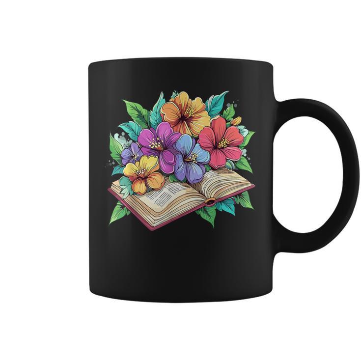Open Book With Colorful Hibiscus Flowers Bloom Graphic Print Coffee Mug
