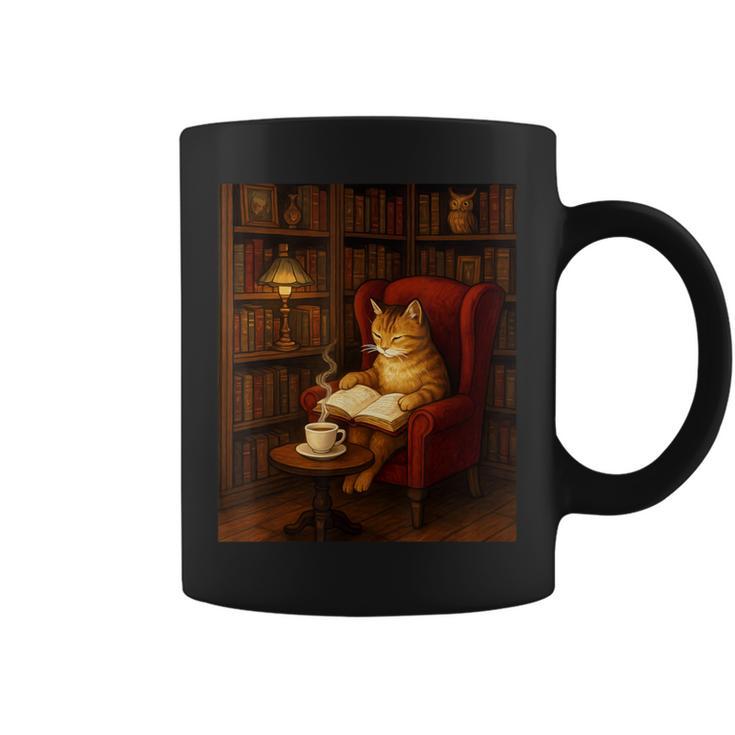 Orange Cat Book Lovers Cozy Bookish Librarian Graphic Print Coffee Mug