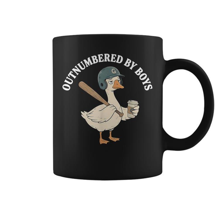 Outnumbered By Boys Baseball Mom Goose Coffee Mug